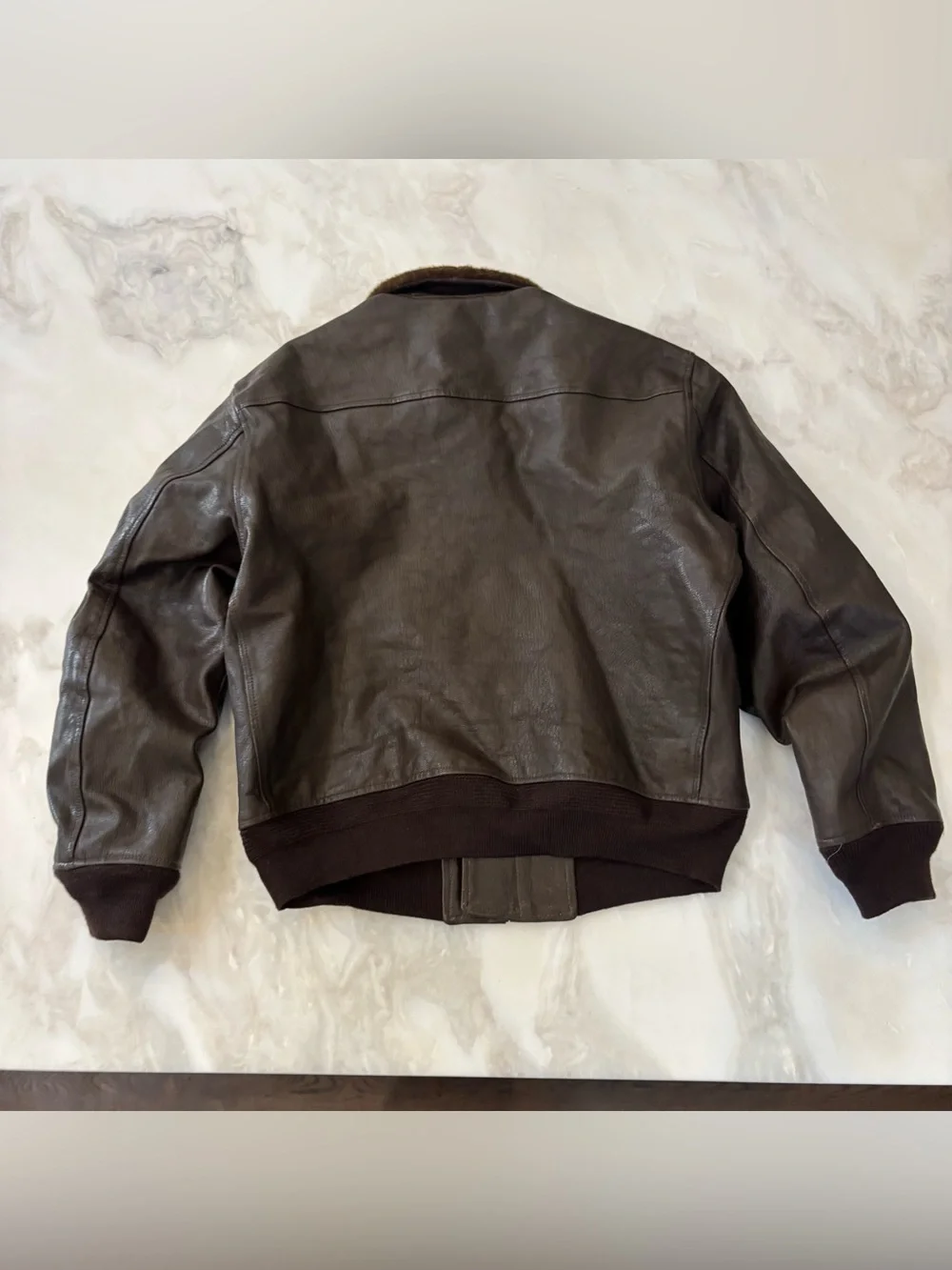 Buck Mason Men’s Ranger Leather G-1 Flight Jacket Size Large Brown